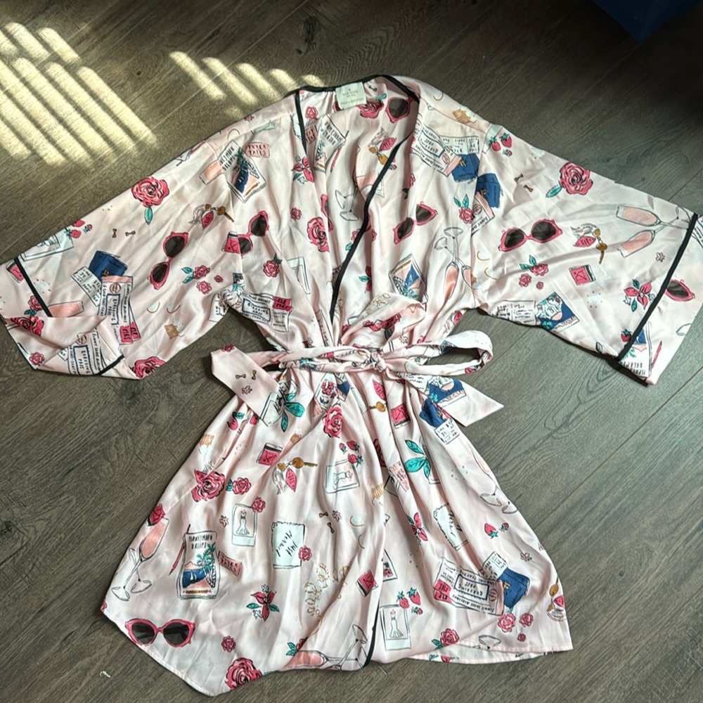 Kate Spade Robe Bridal Honeymoon Silk Dream a Little Dream xs/s